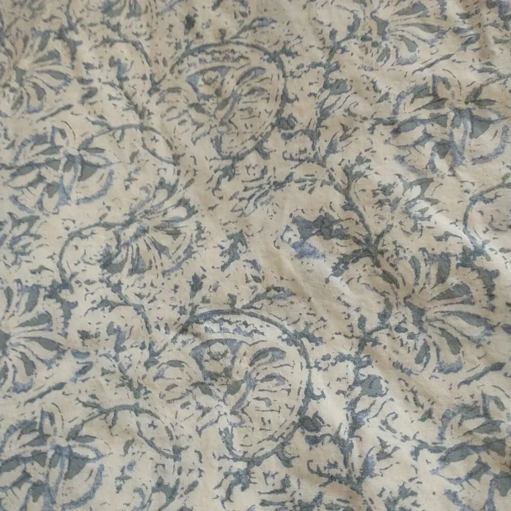 SIMPLY SHABBY CHIC Duvet Cover Indigo Batik Blue White Floral Reversible Buttons